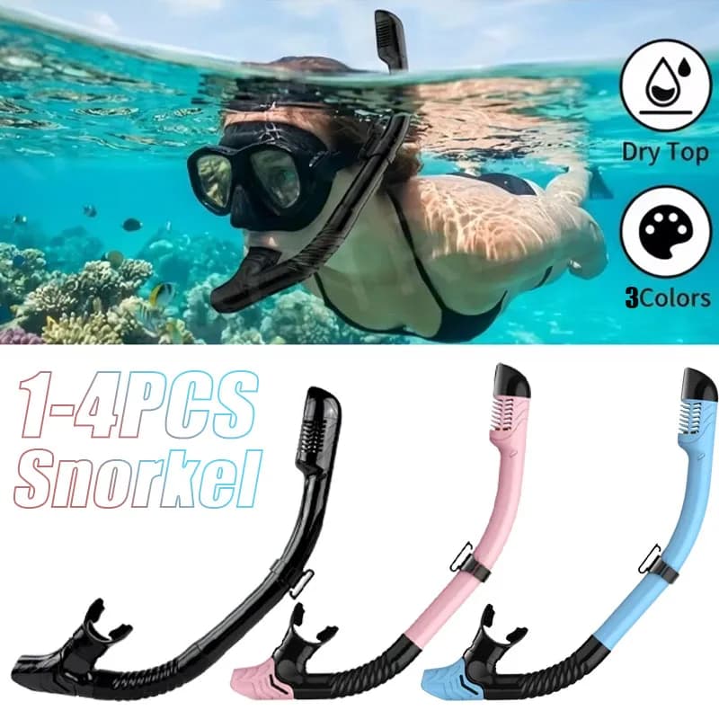 Set da 1-4 Pezzi: Tubo Snorkel Regolabile Completamente Asciutto, Attrezzatura Subacquea per Adulti, Dispositivo di Respirazione Anti-Schizzi per Immersioni e Nuoto