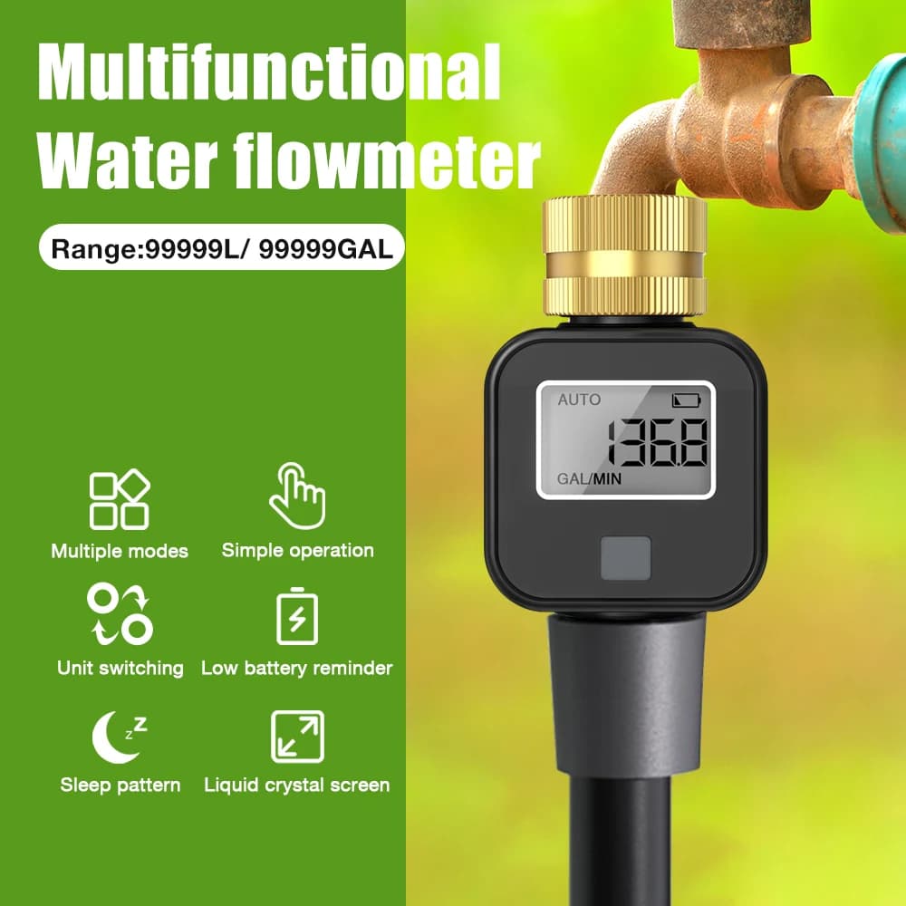 IP5X High Accuracy Digital Water Flow Meter Measuring Water Consumption And Flow For Outdoor Garden Irrigation Pipe