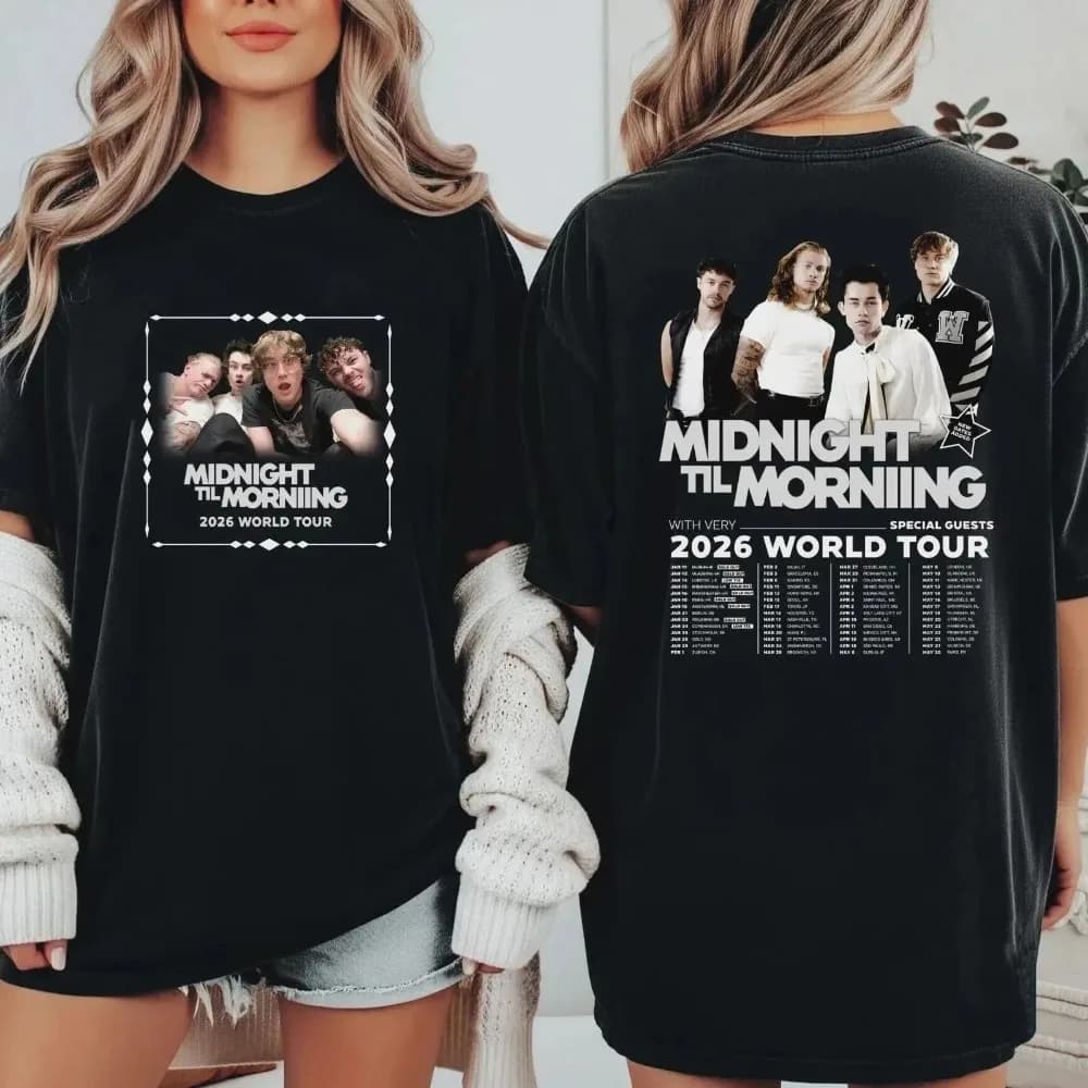 Summer Midnight Til Morning Tour 2026 Double Sided Unisex T-shirt Men's Breathable Casual Fashion Short Sleeve Unisex Streetwear
