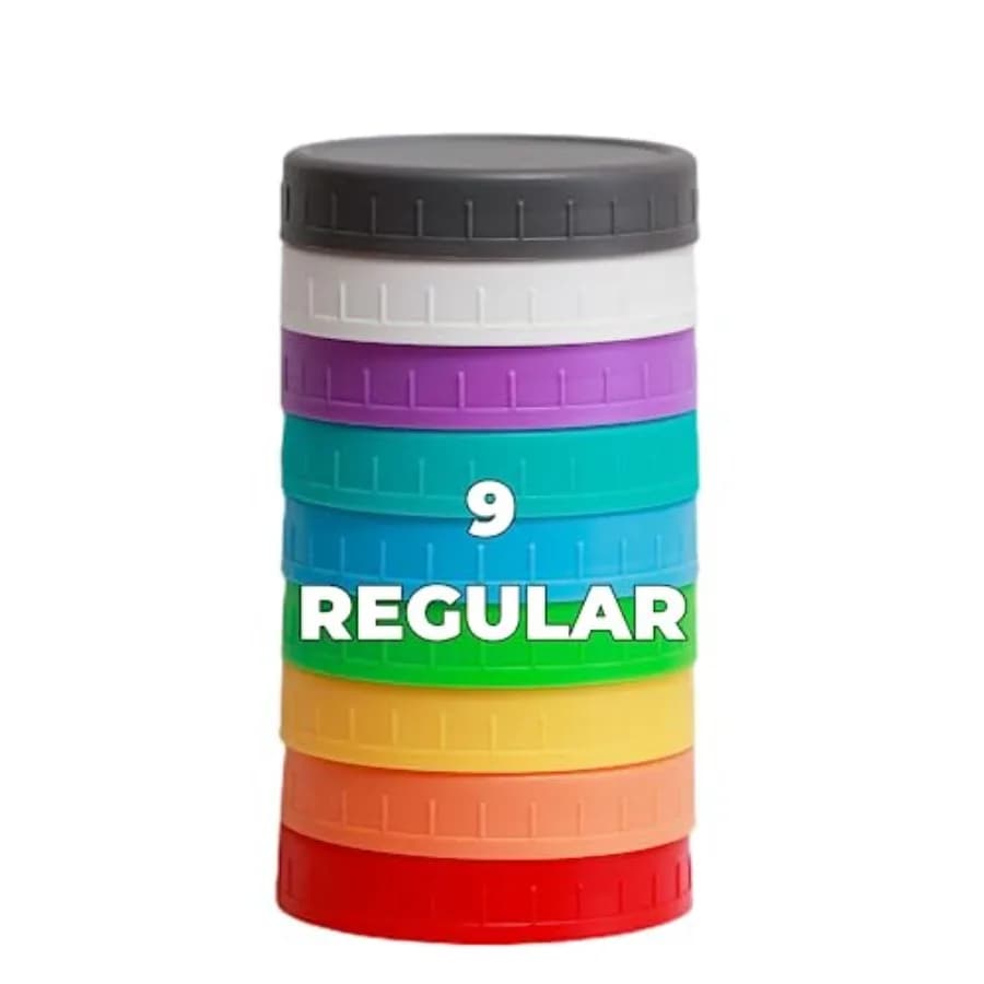 Pack Mouth Mason Jar Lids, Plastic Mason Jar Lids with Silicone Rings, Plastic Canning Lids, Fit Ball, Kerr and More Multicolor
