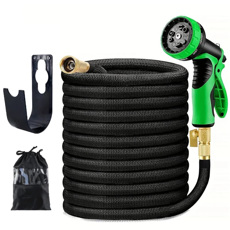 Tubo da Giardino Estensibile con Pistola a Spruzzo, in Lattice Naturale, Alta Pressione, per Lavaggio Auto, Flessibile e Retrattile, per Irrigazione