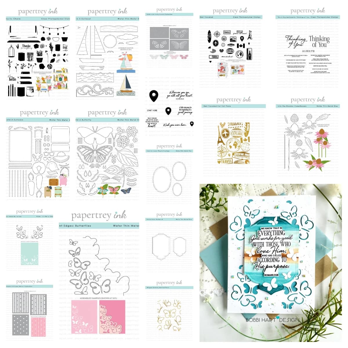 2025 New Thinking of You Sentiment Stamps Dies Stencils Set Florals Build-a-Butterfly Die Hearts DIY Scrapbooking Holiday Cards