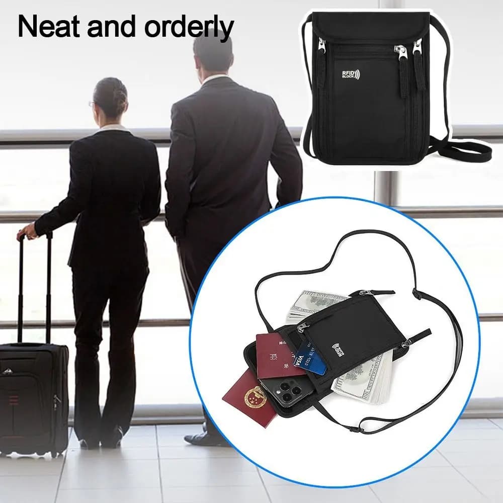 Borsa identificativa per passaporto RFID in nylon portatile Borsa per documenti multifunzionale impermeabile Borsa per passaporto Portafoglio da viaggio