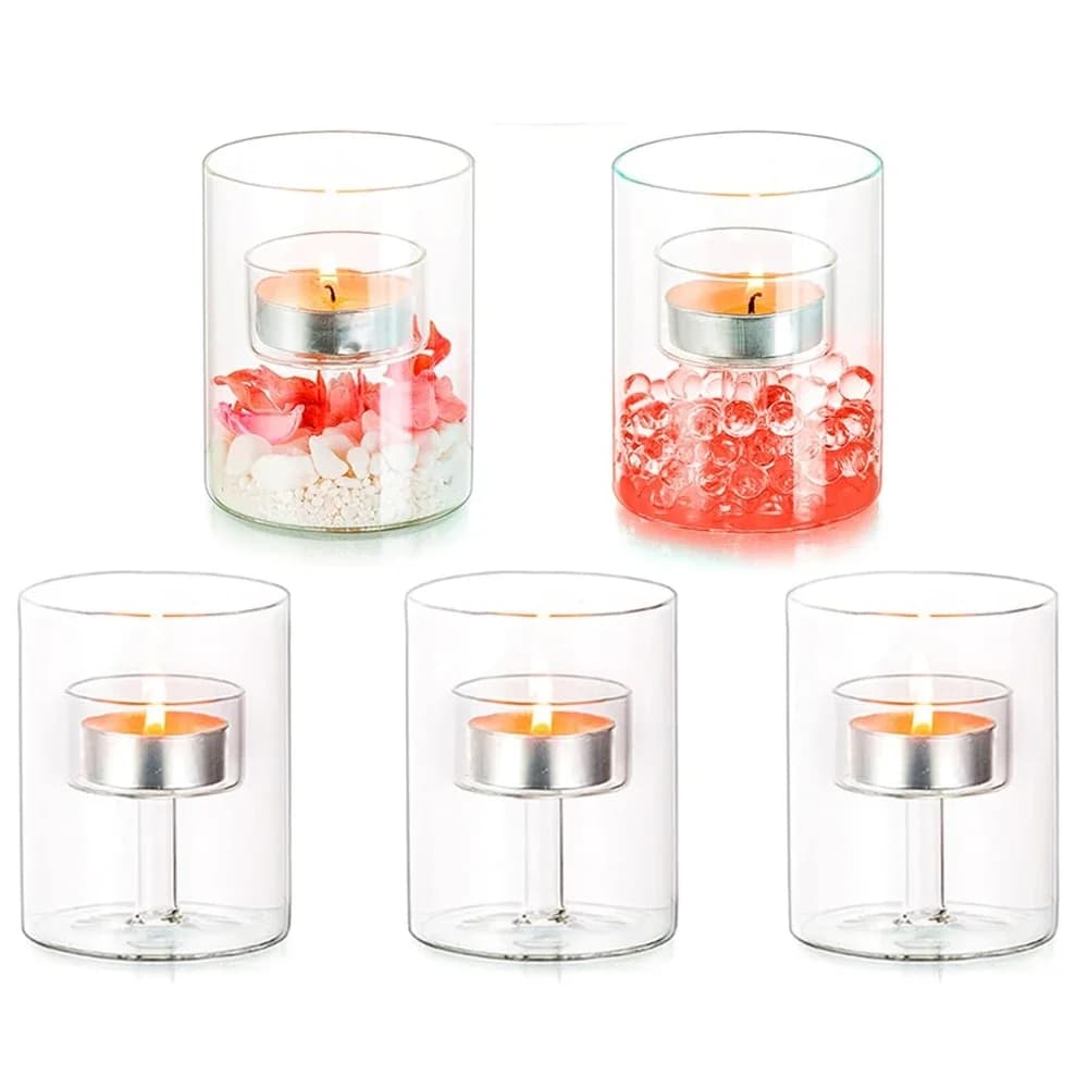 1/2/3 pieces glass candle holder for wedding decoration, transparent glass tealight candle holder decorations for wedding party dining room