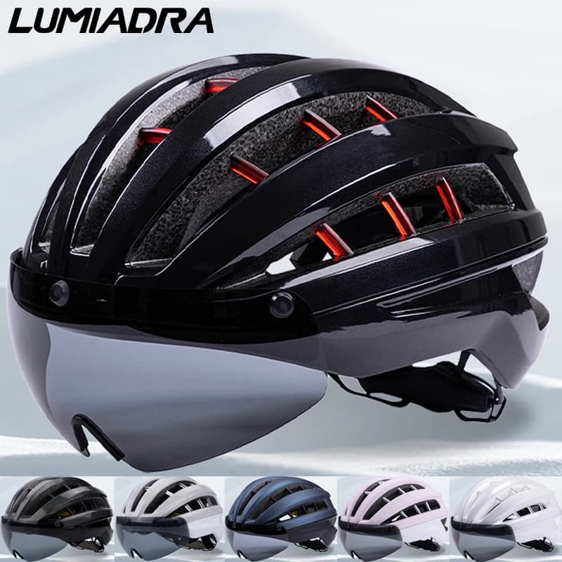 Lumiadra Ultralight Cycling Helmet with Magnetic Glasses Safety cap Women's Bicycle Helmet Man Adult Bike Helmets Road MTB