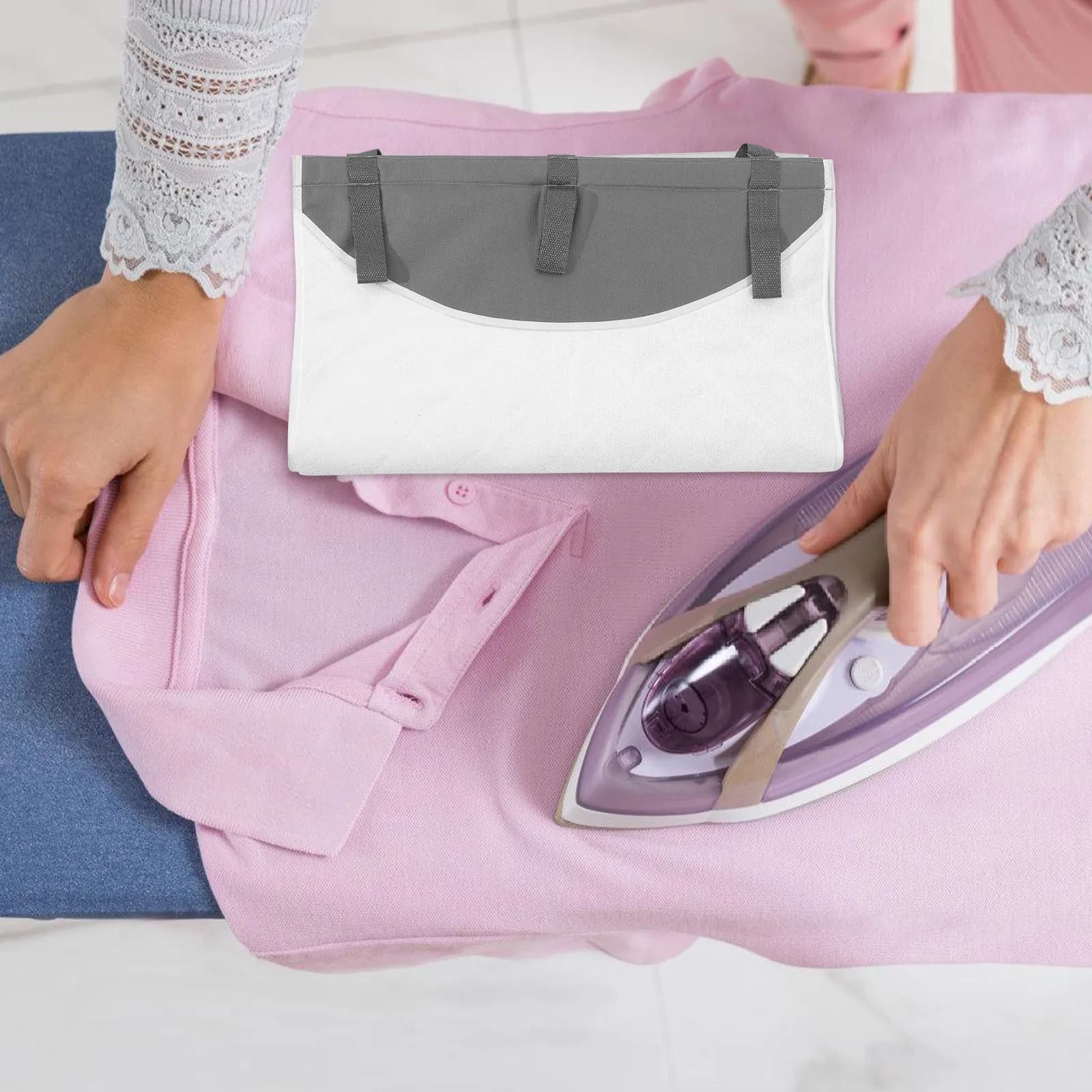 Tappetino da Stiro Portatile da Appendere alla Porta, Pieghevole, Resistente al Calore, Coperta Protettiva per Stirare, Pratico per Uso Domestico, Riutilizzabile