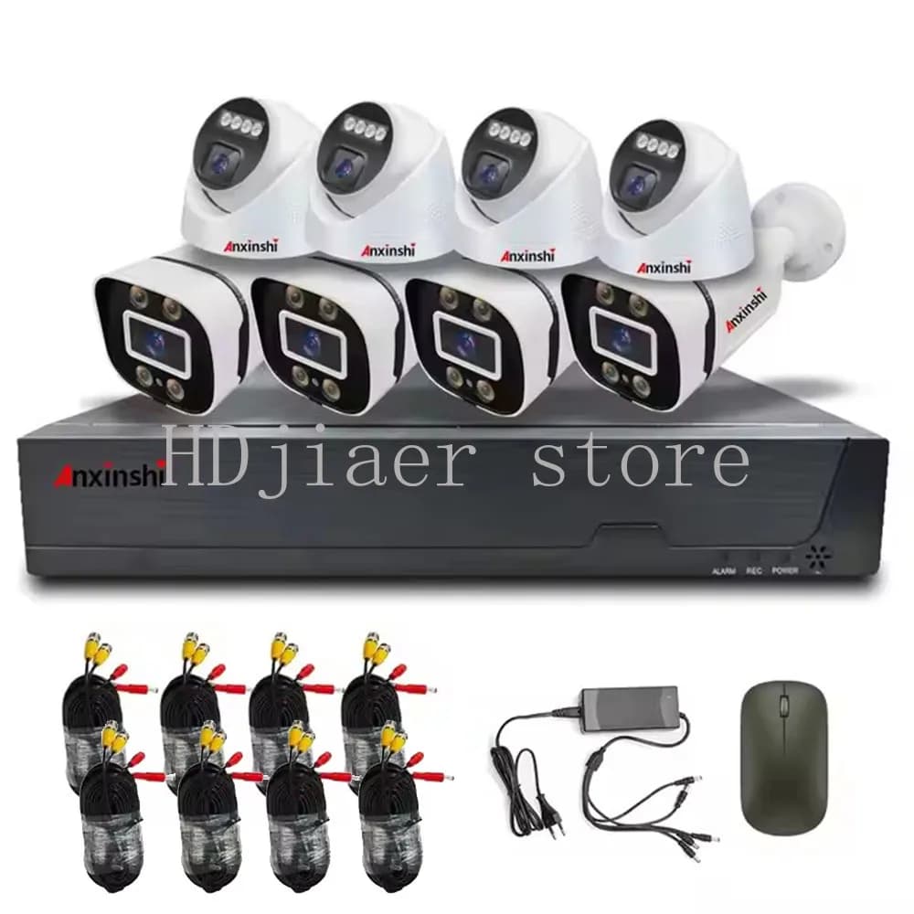 Sistema DVR CCTV 5-in-1 da 5MP 8 Canali – Telecamere AHD Bullet e Dome, Kit di Registrazione di Sicurezza Cablato per Esterni con Visione Notturna