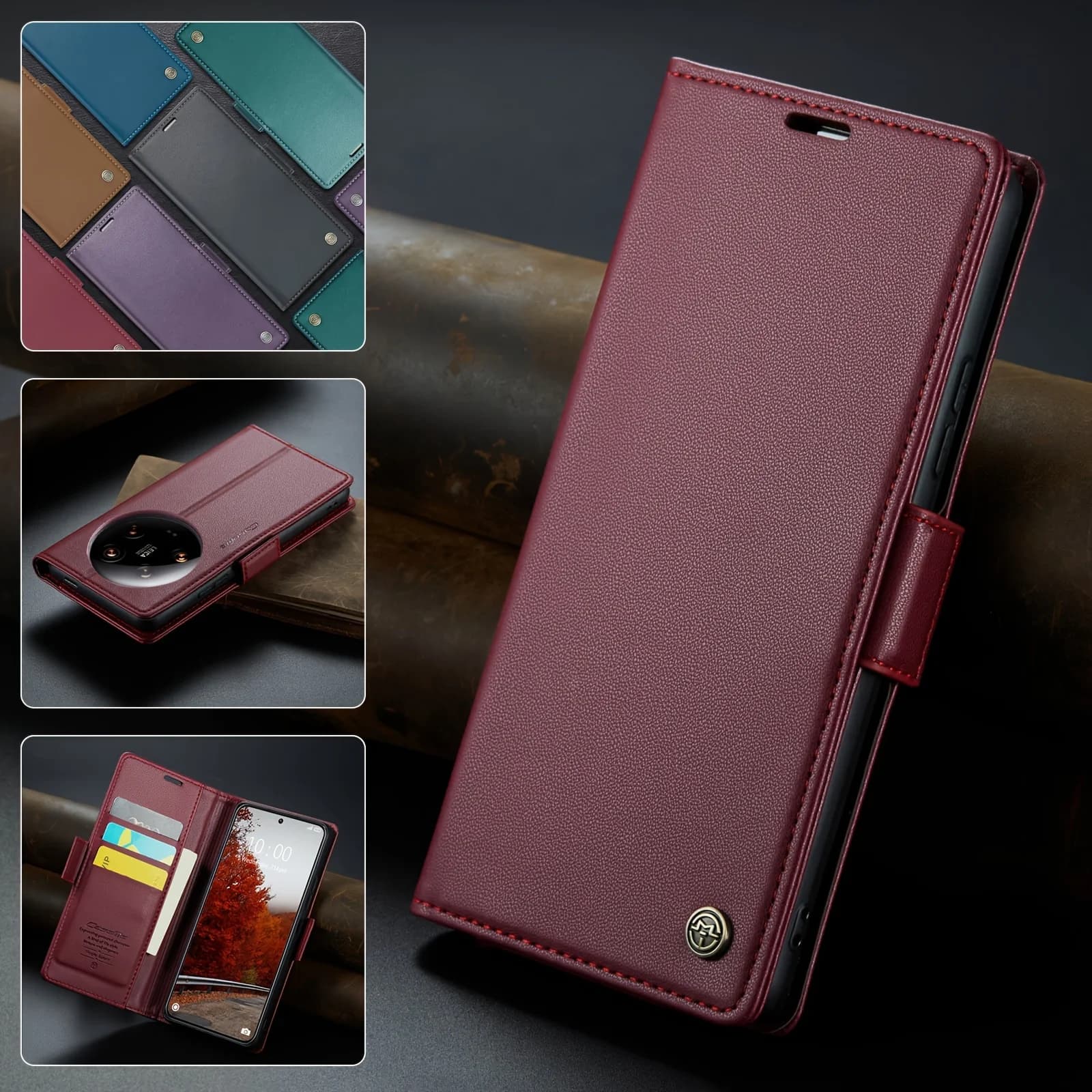 Custodia magnetica con supporto per carta per Redmi Note 14 Pro Plus 13 12 Custodia RFID in ecopelle premium Portafoglio con supporto sottile