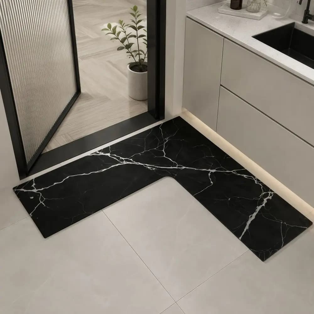 Luxury L-Shaped Kitchen Corner Carpet Anti-slip Washable Kitchen Rug Oil-resistant Stain-resistant Bathroom Mat For Home Corner