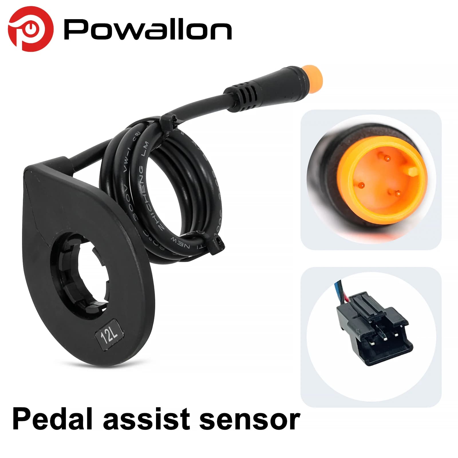 Waterproof Plug 12-Magnetic Double Hall Sensor - E-bike Pedal Assist Sensor for Electric Bicycle Conversion