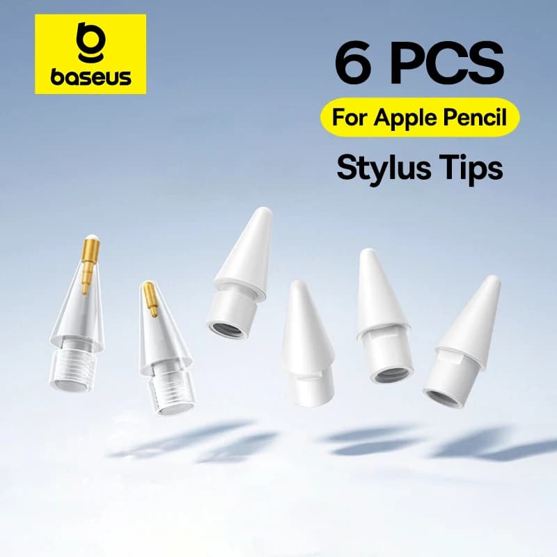 Baseus Stylus Tips 6 Pcs for Apple Pencil Pro 2nd 1st Gen USB-C Replacement Nib for iPad Pro Air Mini Tablet Capacitive Pen Tip