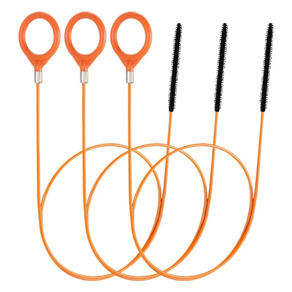 1/3 PCS Car Drain Hole Unclogger Tool + Washbasin Cleaning Brush (130/81cm) Flexible Long Drain Steel Wire Auto Accessory