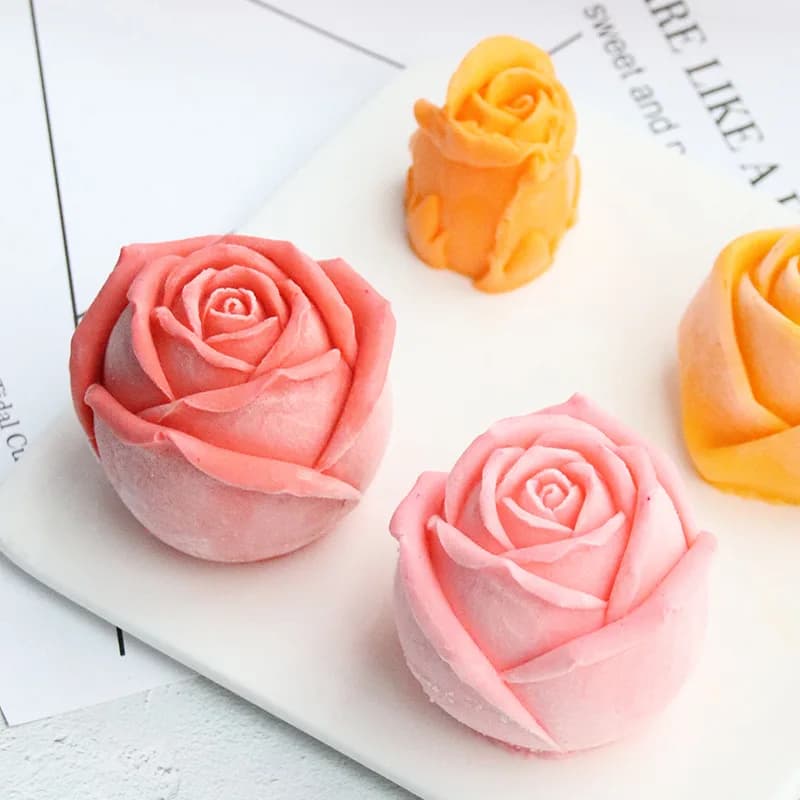 Stampo in silicone per fiori di rosa per uso alimentare Stampo per candele per aromaterapia fatto a mano Stampo per gesso in resina di argilla fai-da-te Stampo per torta al cioccolato per cubetti di ghiaccio