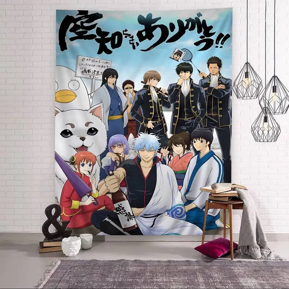 Japanese Anime GINTAMA Tapestry Art Printing Art Science Fiction Room Home Decor Wall Art Decor