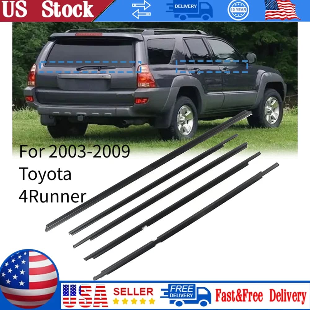 5Pcs Car Weatherstrip Door Seal Belt For Toyota 2003-2009 4Runner Outer Window Weatherstrip Molding Trim Seals