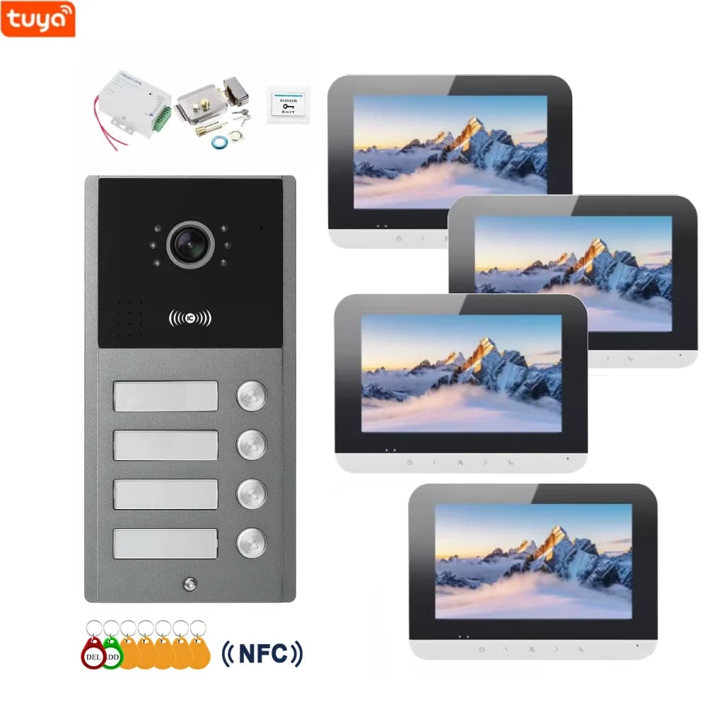 Sistema citofonico per edifici video WIFI 2-12 unità Videocitofono per appartamento Tuya Videocitofono intelligente con kit di accesso per serratura