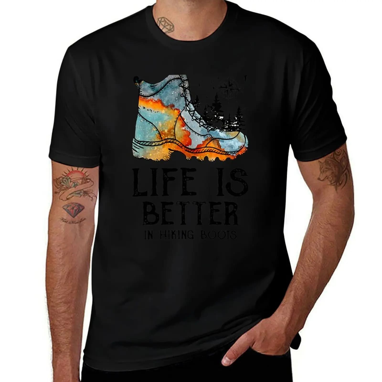HIKER HOBBIES LIFE IS BETTER IN HIKING BOOTS T-Shirt Work Utility Casual Tee Shirt