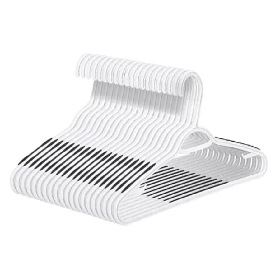 Plastic Hangers 50 Pack - Non Slip Clothes Hangers, Holds up to 18 lbs, Slim Space Saving Hangers for Suit, Dress, t Shirts, Bl