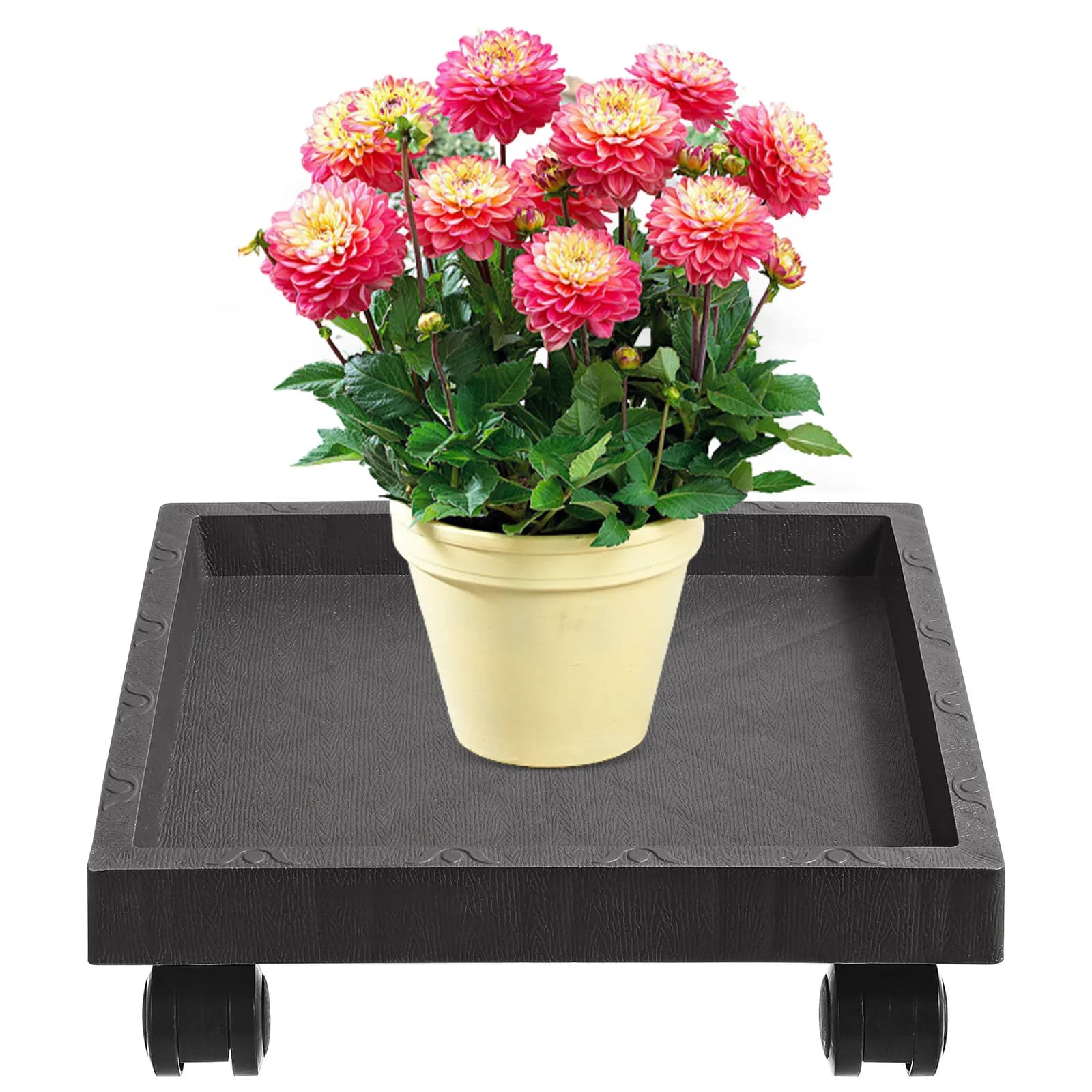 Square Plant Pot Tray Thickened Plastic Plant Stand Trolley Rolling Pallet Flower Pot Holder Indoor Outdoor Garden Patio