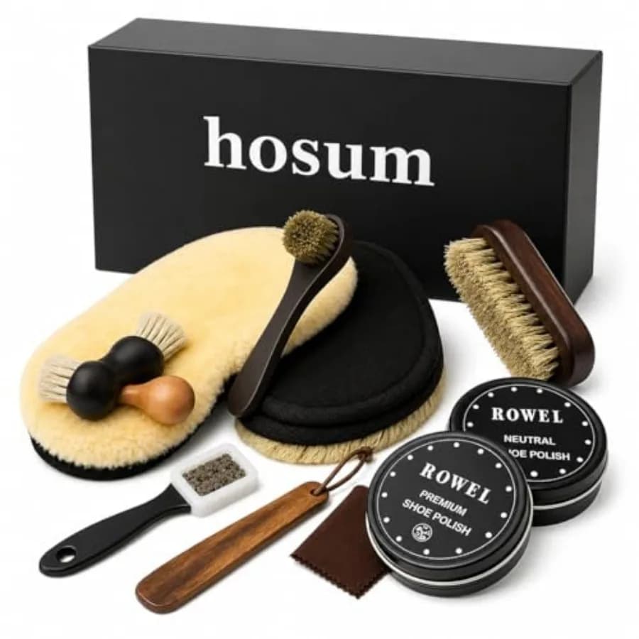 Shoe Shine Kit Unisex Shoe Care Set Includes Brushes, Shoe Polish, Cleaning Cloth, Sheepskin Pad, and Stain Remover Ideal Gift