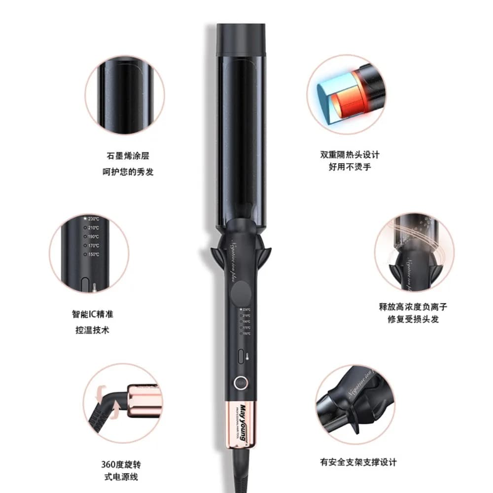 Electrical Negative Ion Curling Iron Large Electric Rod Curling Iron Lazy Wavy Shape M611
