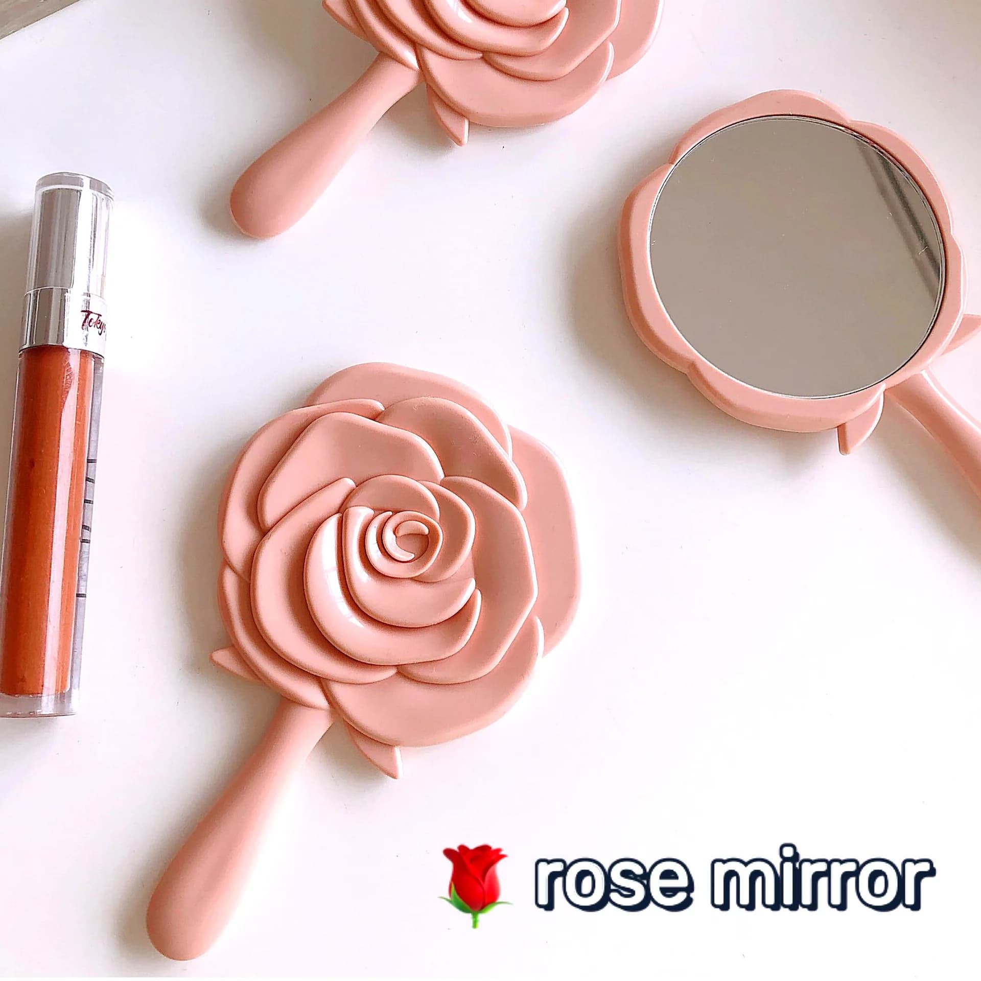 1 pezzo di specchio retrò a forma di rosa, specchio creativo per il trucco, specchio portatile per damigelle, mini specchio per il trucco, regalo di nozze