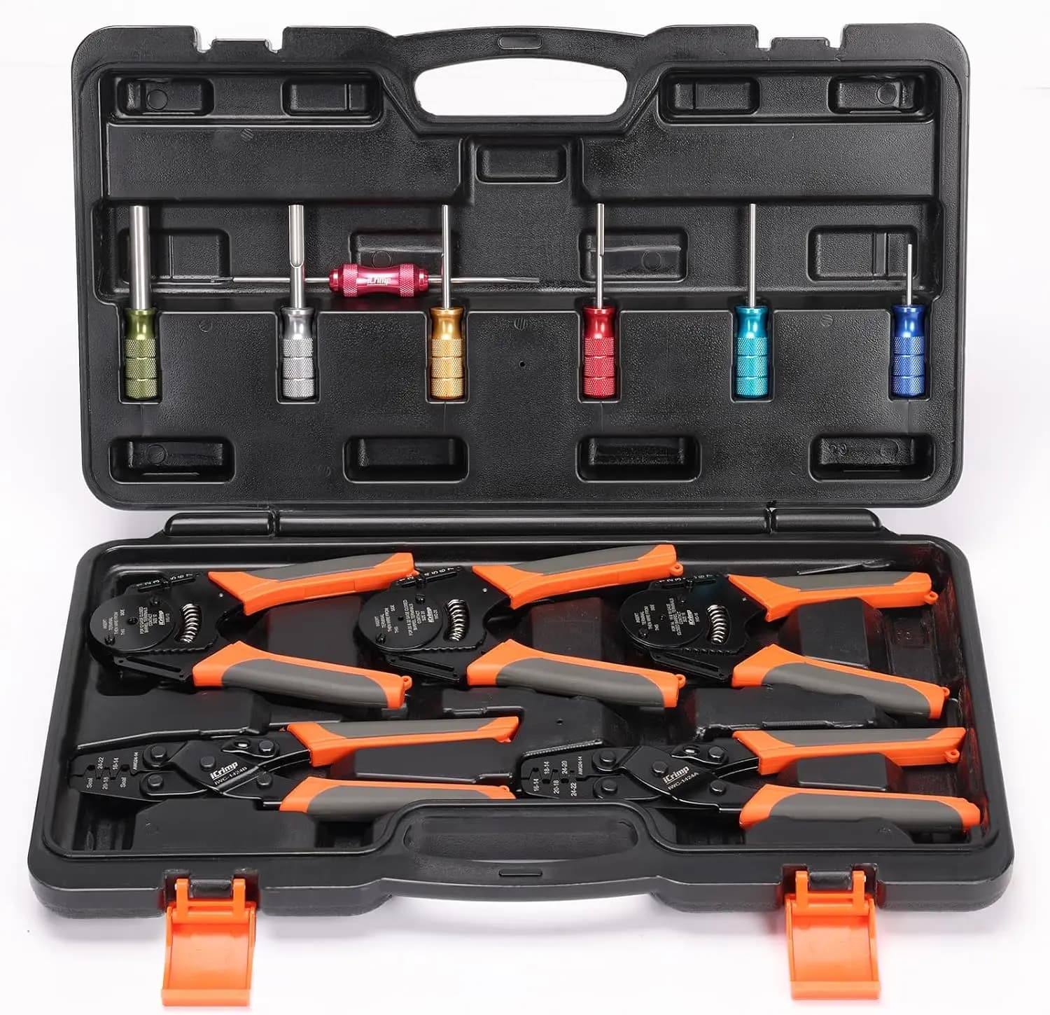 Automotive Connector Crimping Tool Kit with Weather Pack and Deutsch Crimpers, 12-Piece Set for Wiring Harness Repair