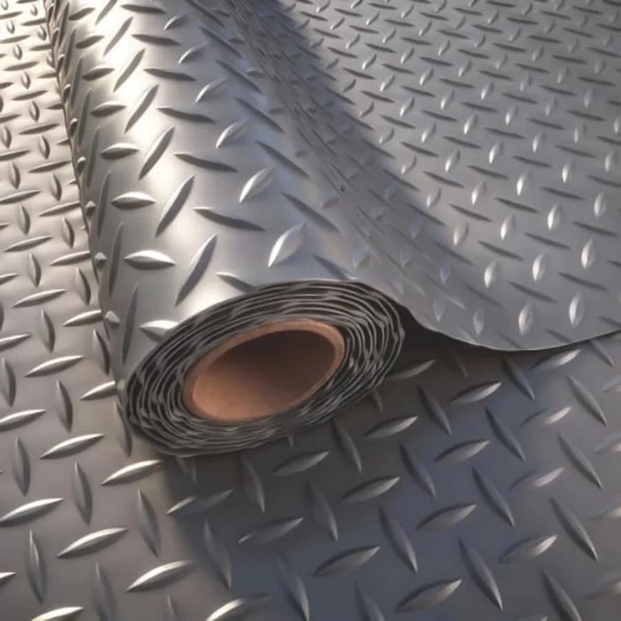 Tappetino per Garage, Tappeto in PVC Spesso 2,8mm con Motivo a Diamante, con 20 Nastri Adesivi, Rotoli di Pavimentazione in Gomma per Sotto l'Auto, Antiscivolo