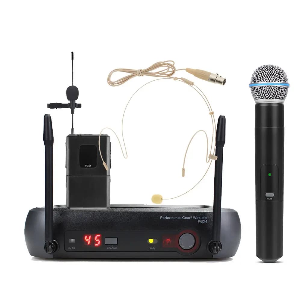 Microfono Professionale Cablato PGX24 Beta 58a PGX4 BETA 58a SMI58 con Cuffie WL93 per Karaoke, Nero, Suono Nitido 115DB