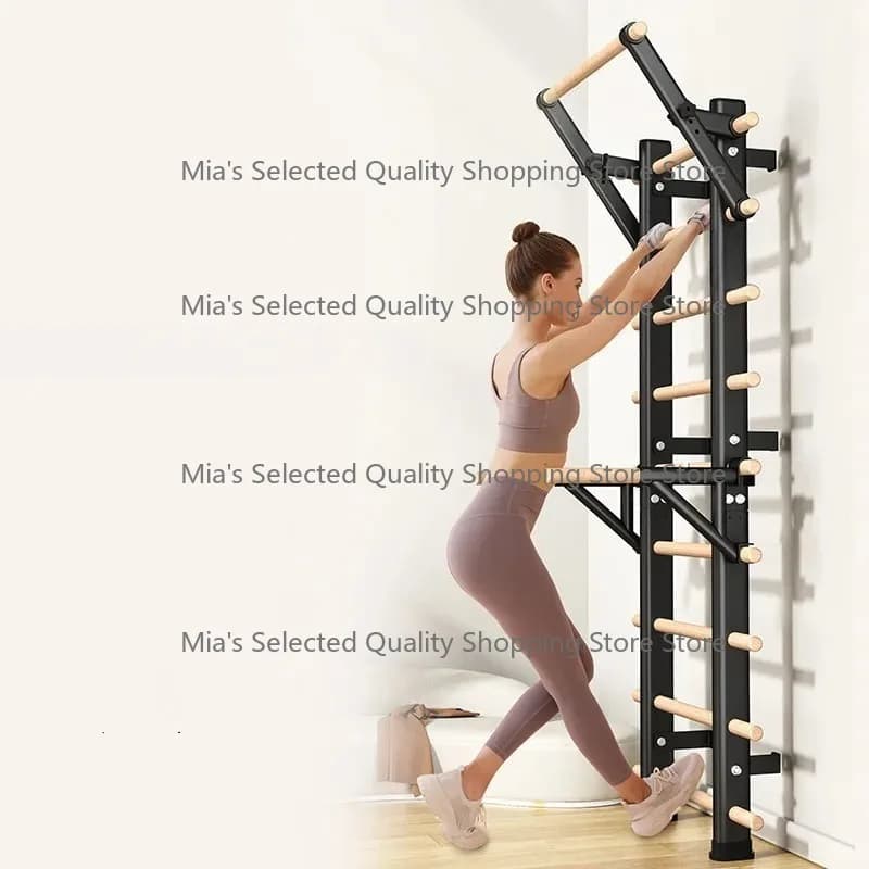 China Factory Hot Sale Body Stretching Wall Mounted Wooden Fitness Pull up Bar Swedish Ladder