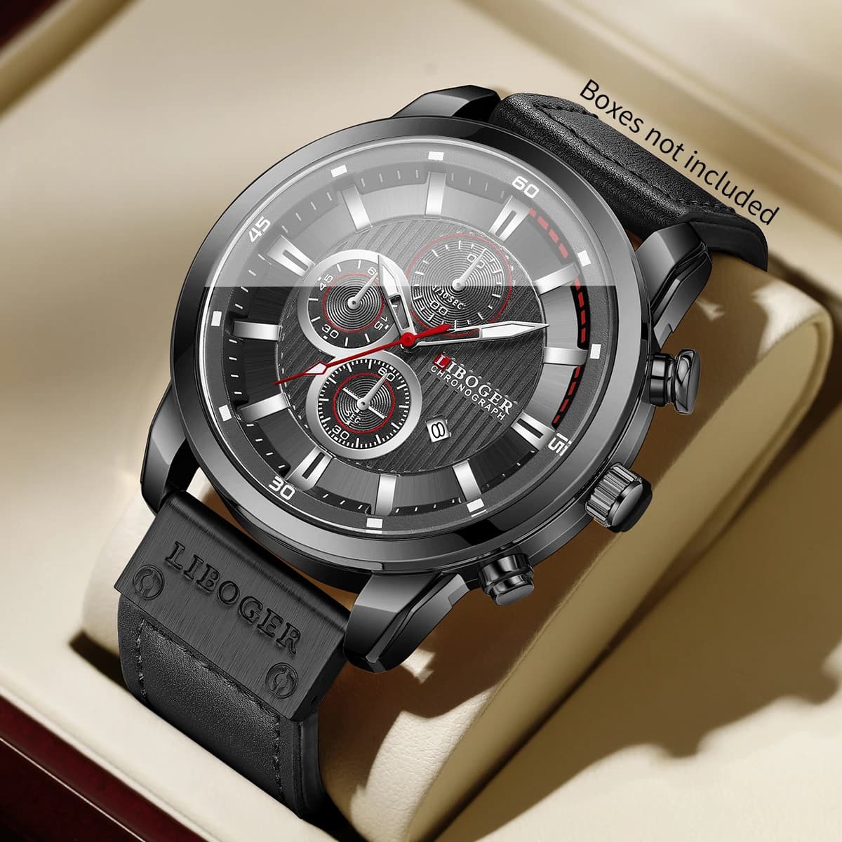 Fashion Men Calendar Quartz Watch Military Big Dial Leather Strap Business Wristwatches Relogio Masculino（Without Box）