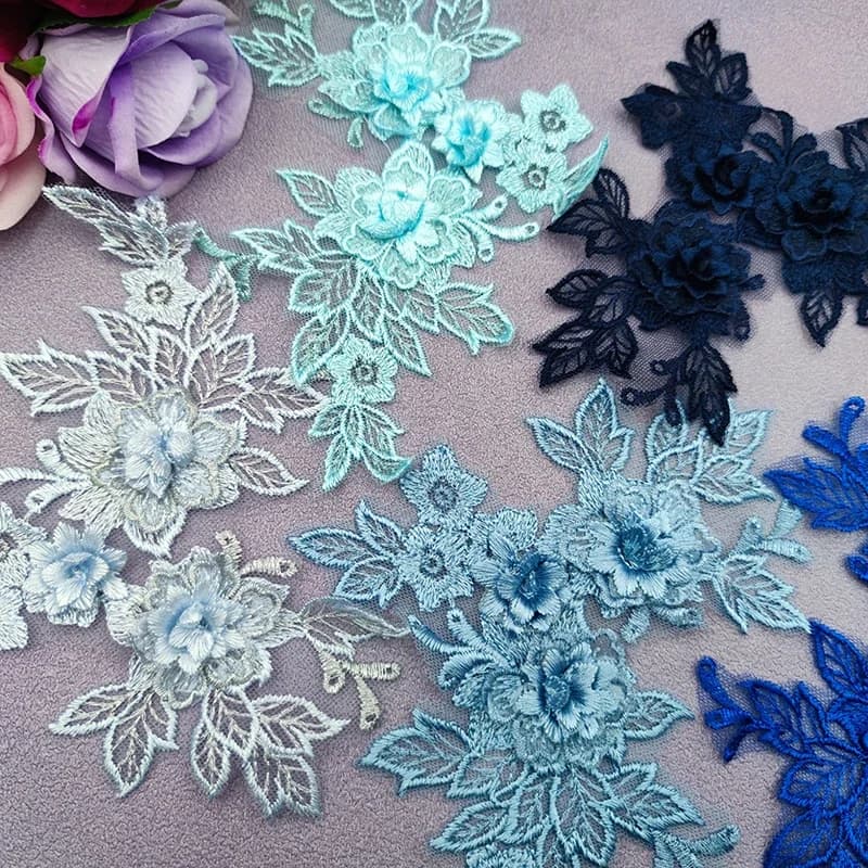 1 paio di pizzo tridimensionale ricamato su accessori per abiti da sposa a fiori adesivi in pizzo fai da te decorazione per abiti da sposa