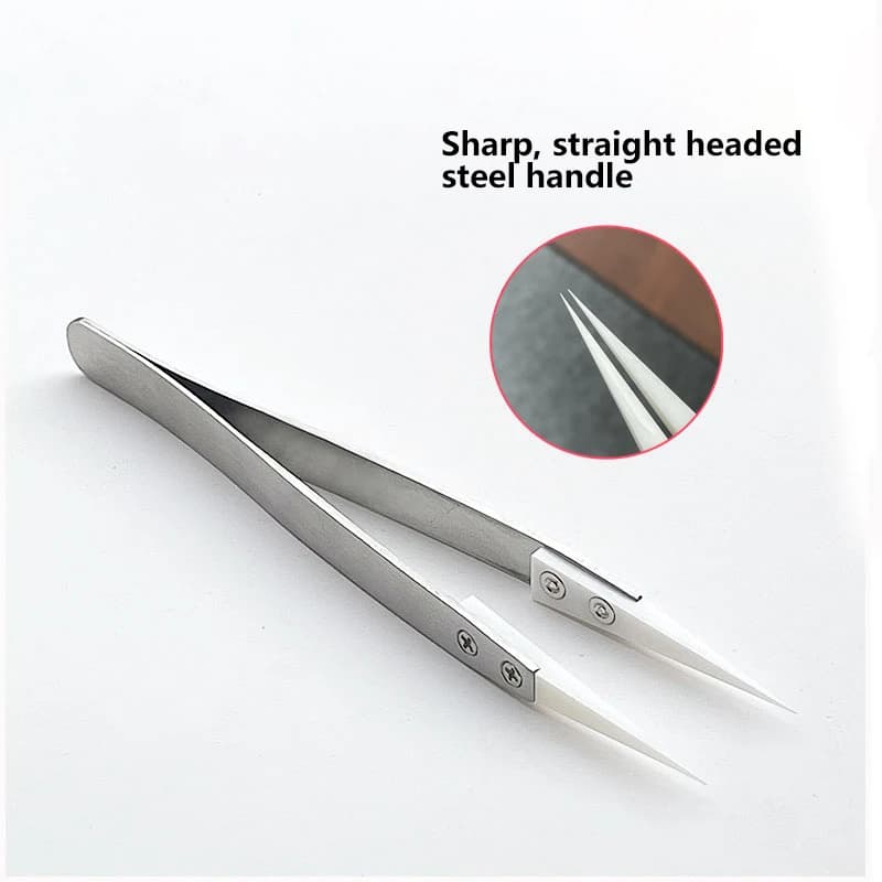 1pc Ceramic Tipped Stainless Steel Tweezers Tips Heat Pointed Resistant Tweezer Electronic Soldering Tweezers Fine Pointed Tip