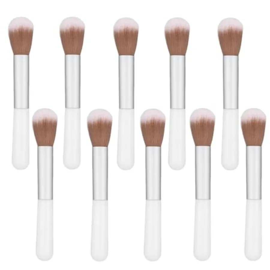 Set of 10 Soft Brushes for Fondotinta, Brushes for Dissolving and Applying Powder and Umbrella, Non-Disposable Travel
