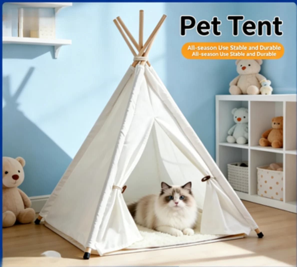 Pet conical tent, suitable for small dogs or cats, cozy bed for small dogs, equipped with a thick plush pad, washable dog or cat