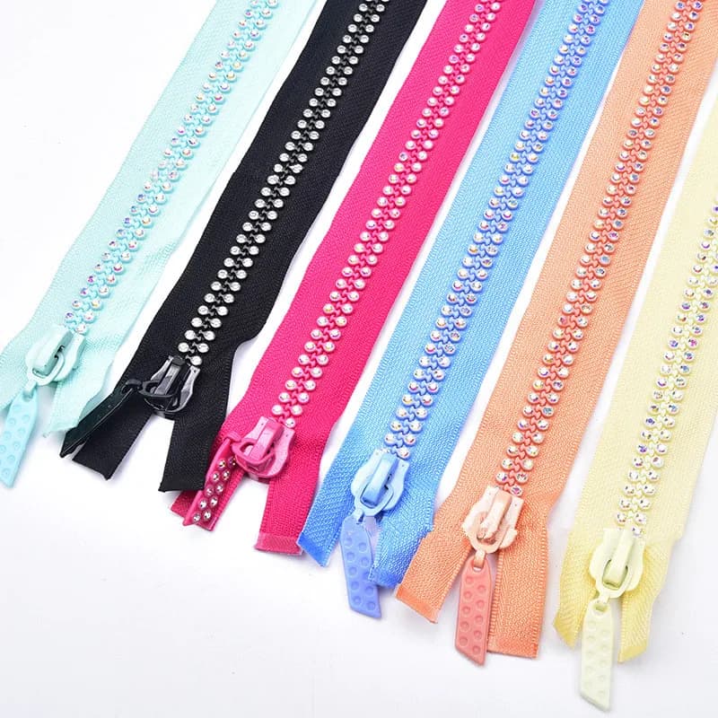 10 #1/2pcs 60cm fashion A strass Zipper Lightning Shiny diamond Zipper Open-End per cucire giacca fai da te borsa cappotto Accessorise