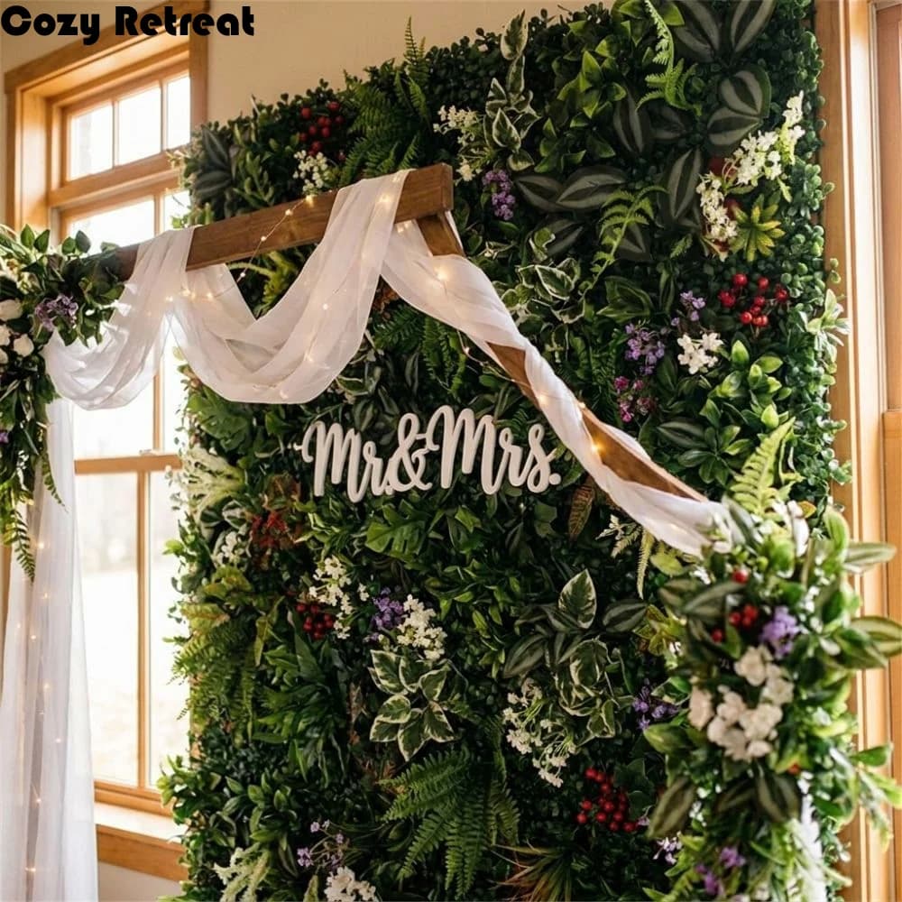 Lifelike Artificial Plant Wall Panel UV Protection No Watering Simulation Lawn Panels 25x25cm Plastic Background Wall Plant