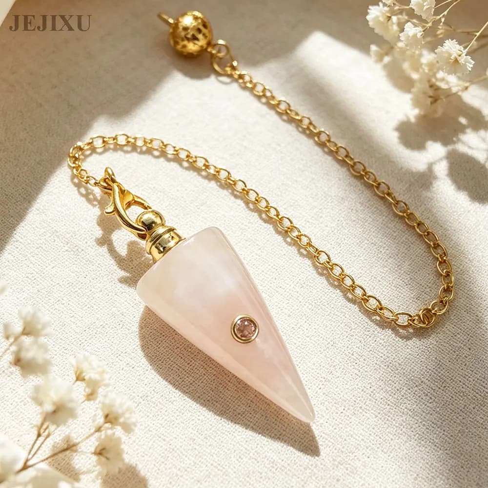 Cone Natural Crystals Pendulums for Divination Answers Natural Stone Pendant Amethysts Clear Pink Quartz Beginners Pendulos X477
