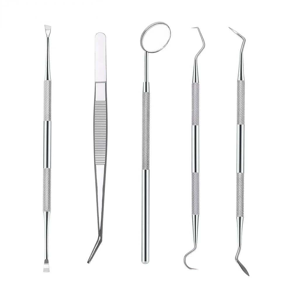 6×5 pz/set Dentale Mouth Mirror Stainless Steel Grips Rubber Sonda Dentist Cleansing Tool Tooth Whitening Tools