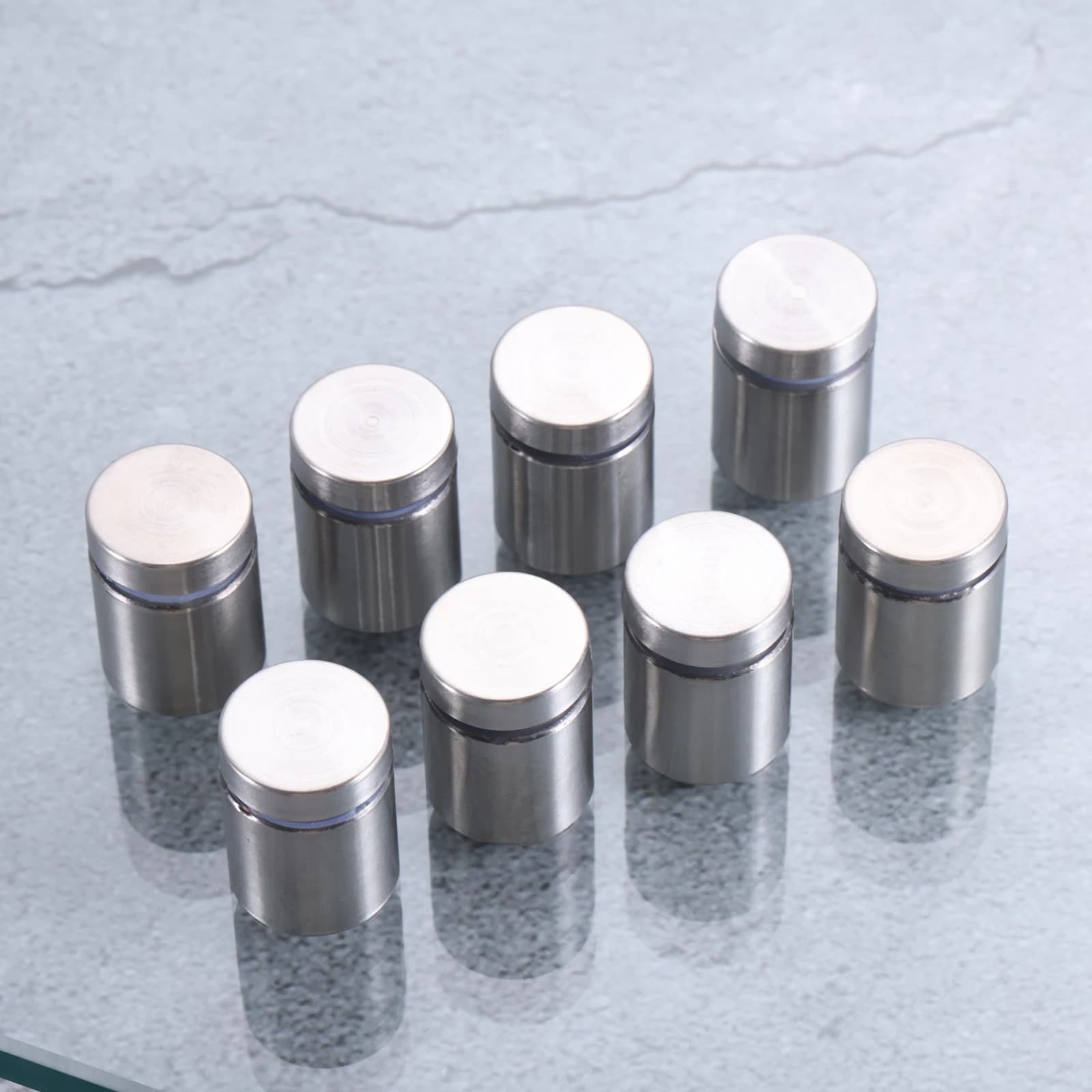 8 pz 19x25mm viti distanziatori in vetro argento in acciaio inox cornice segno pubblicizzare specchio supporto a parete fissaggio supporto per unghie
