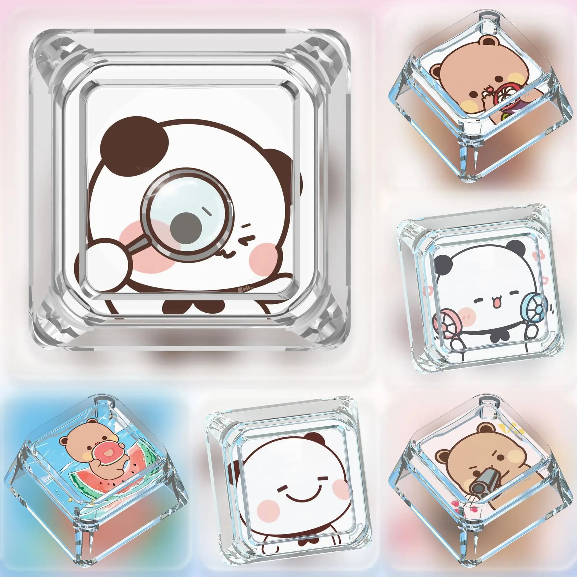 Cute Bubu Dudu Keycaps ABS Custom Mechanical Keyboard Keycap Set Kawaii Panda DIY Desk Decor Gift For 61/64/68/84/75/86Keys
