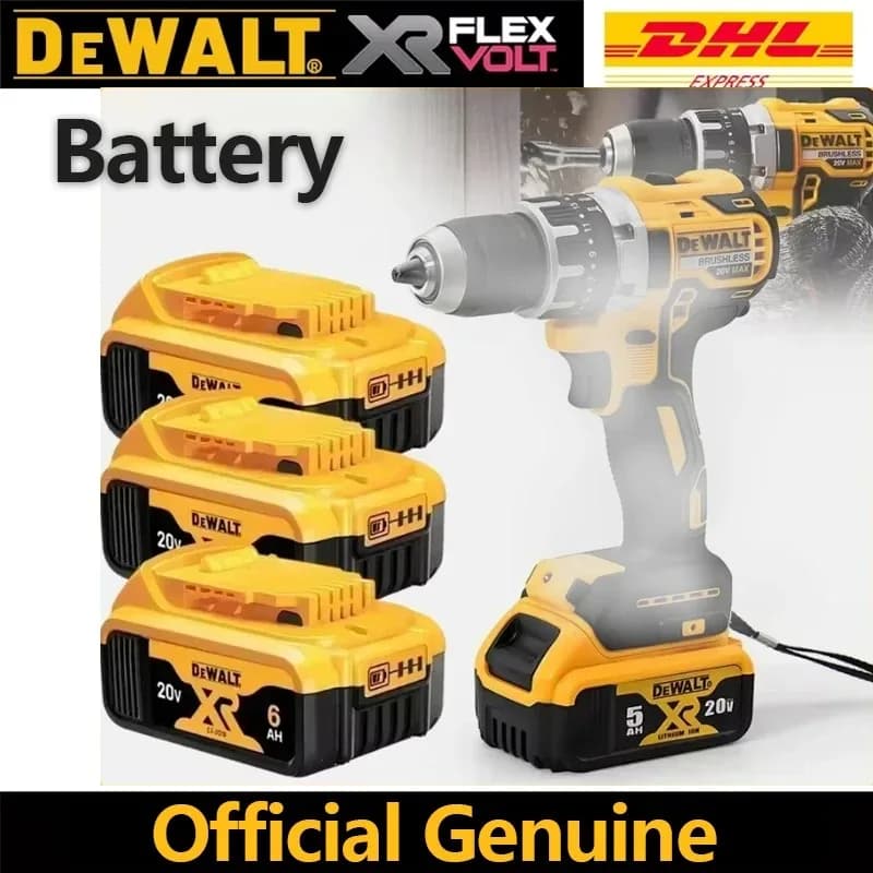 Original 100% Dewalt Battery,20V 6Ah Battery DCB206 DCB205 5Ah For 20V Dewalt Power Tool Replacement Battery Fast Charger Pack