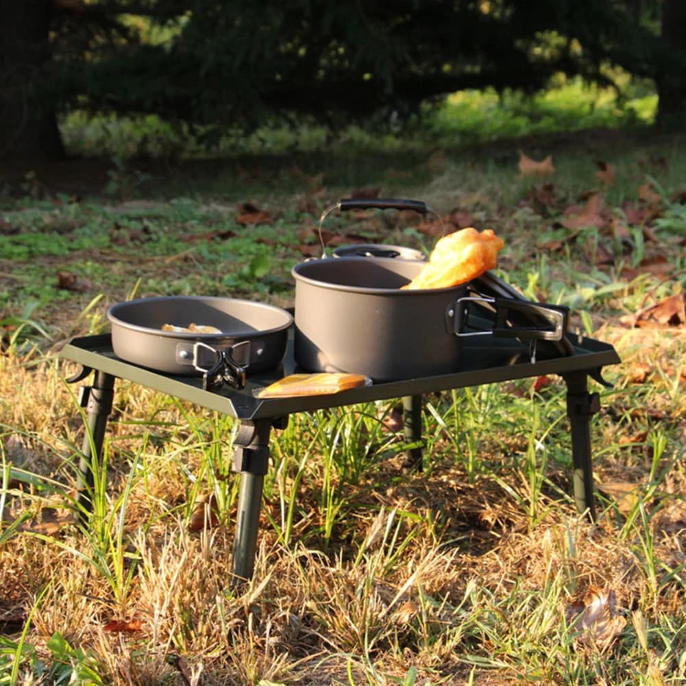 Green Aluminum Alloy Carp Fishing Bivvy Table With Adjustable Folding Legs Portable Tent Side Table For Outdoor Angling Gear