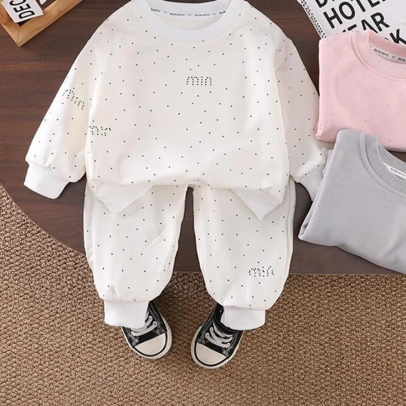 Set Two Pieces with Long Sleeved Sweatshirt for Girls, in Mixed Cotton, for 1 Year Girls, Casual Clothing Spring, New Fashion Trendy 2025