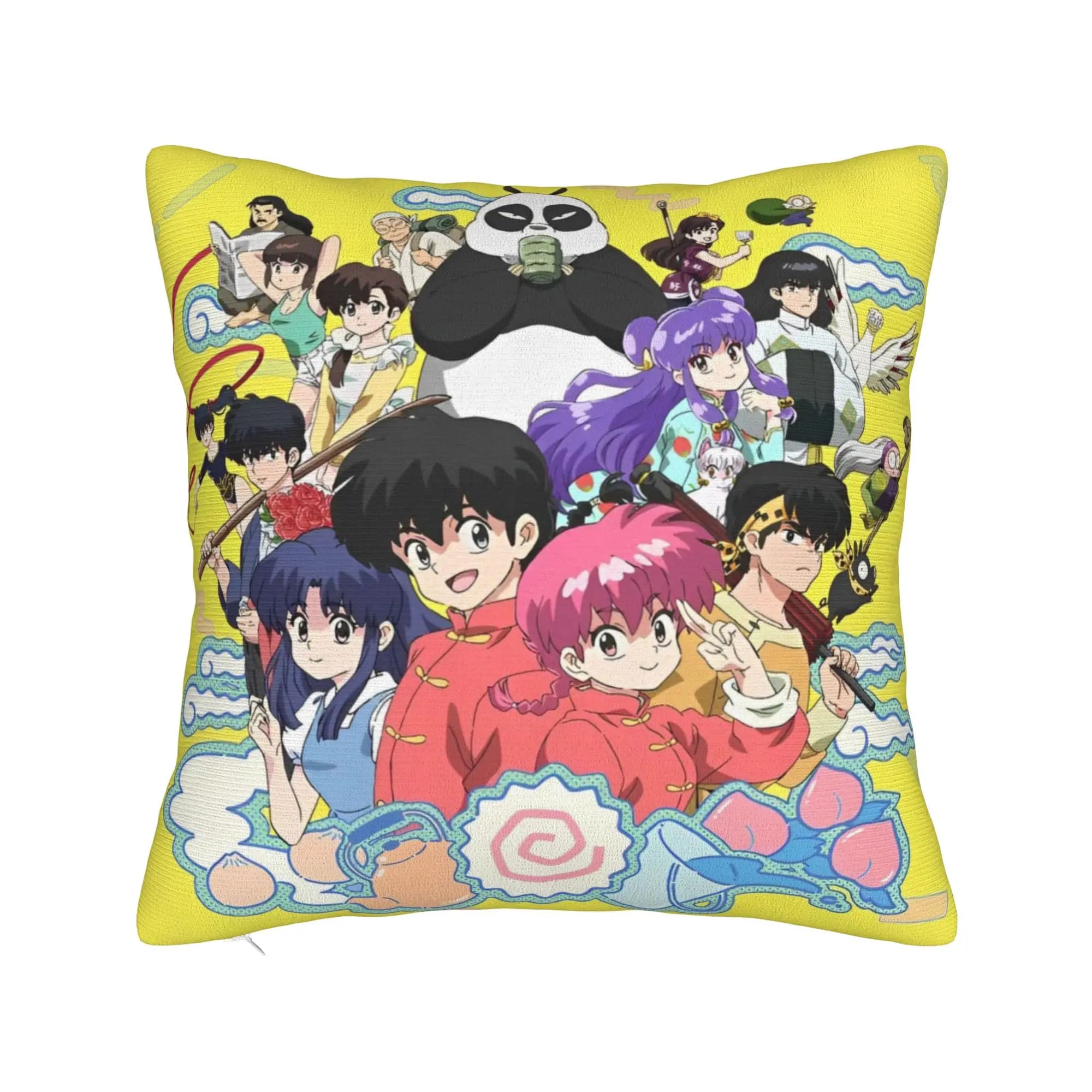 Manga Ranma 1⁄2 Square Pillow Case Adventure Martial Comedy Cushion Cover Novelty Zipper Decorative Pillowcase for Home 18"x18"