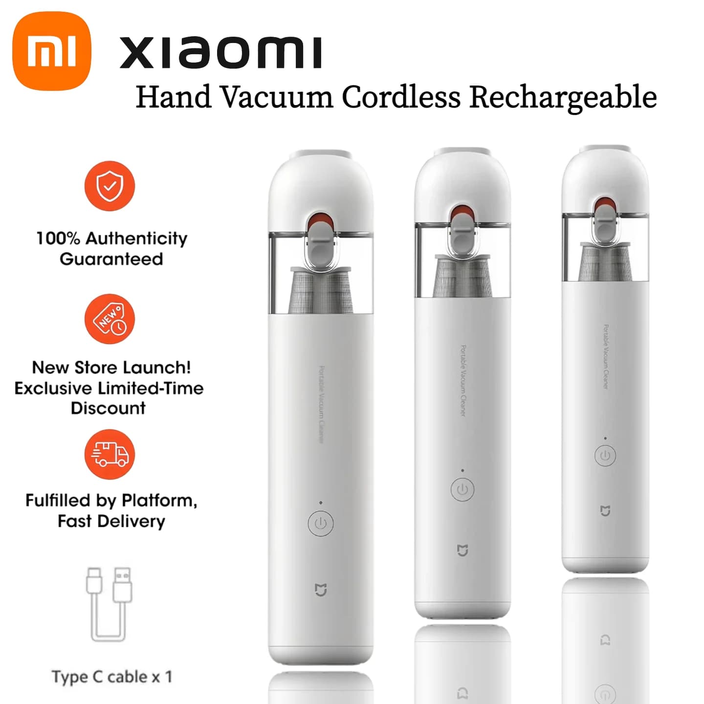 Xiaomi Hand Vacuum Cordless Rechargeable 13000Pa Pet Hair Portable Car Home Cleaning Lightweight Cordless Vacuum Handheld