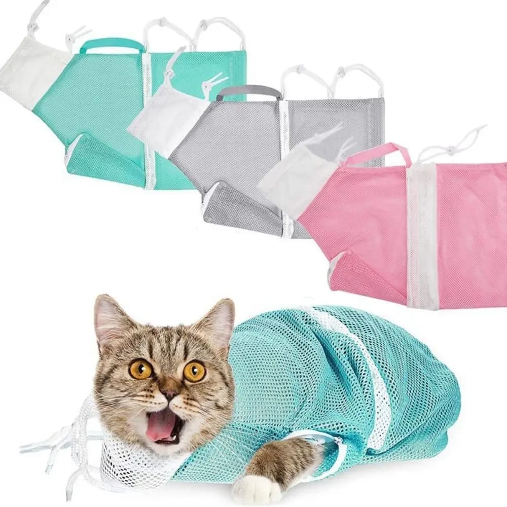 Professional Breathable Mesh Cat Bathing Bag Adjustable Anti Scratch Cat Grooming Bag Multi-purpose Washing Pouch Pet Care