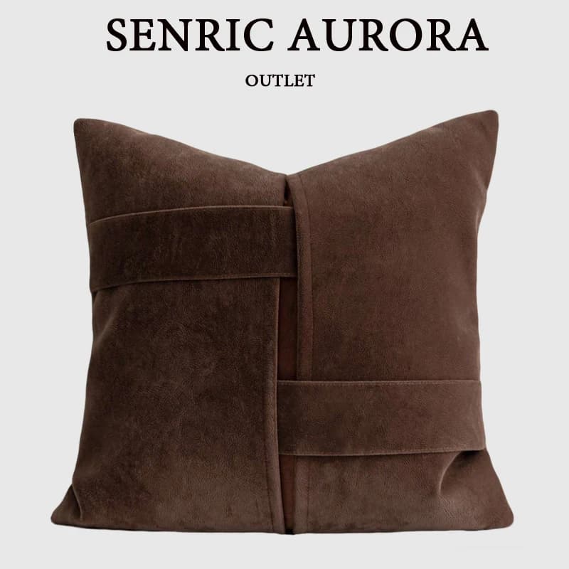 50X50CM Fodera per cuscino marrone di fascia alta Geometria Stampa in pelle Fodera per cuscino in vita Federa decorativa per la casa