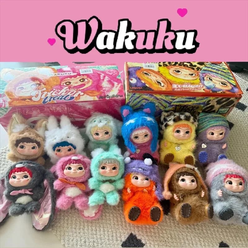 WAKUKU Mao Tide Fun Party Plush Blind Box Wakuku Cute Anime Hand-held Tanabata Gifts Cross-border Explosions. Blind Box Toys