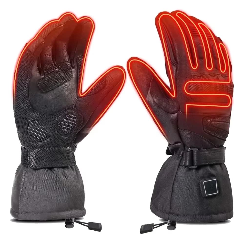High Quality Genuine Leather Electric Heated Racing Gloves Non-Slip Touchscreen Motorcycle Riding Biker Gear for Outdoor Sports